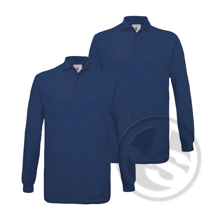 Poloshirt Lange Mouw 2-Pack - Marineblauw