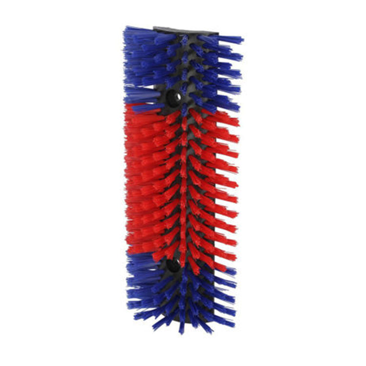 Halfronde koeborstel / veeborstel, blauw/rood