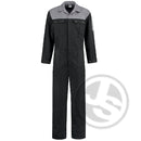 Werkoverall 100% katoen knopen zwart/grijs