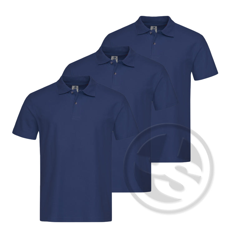 Poloshirt 3-Pack - Marineblauw